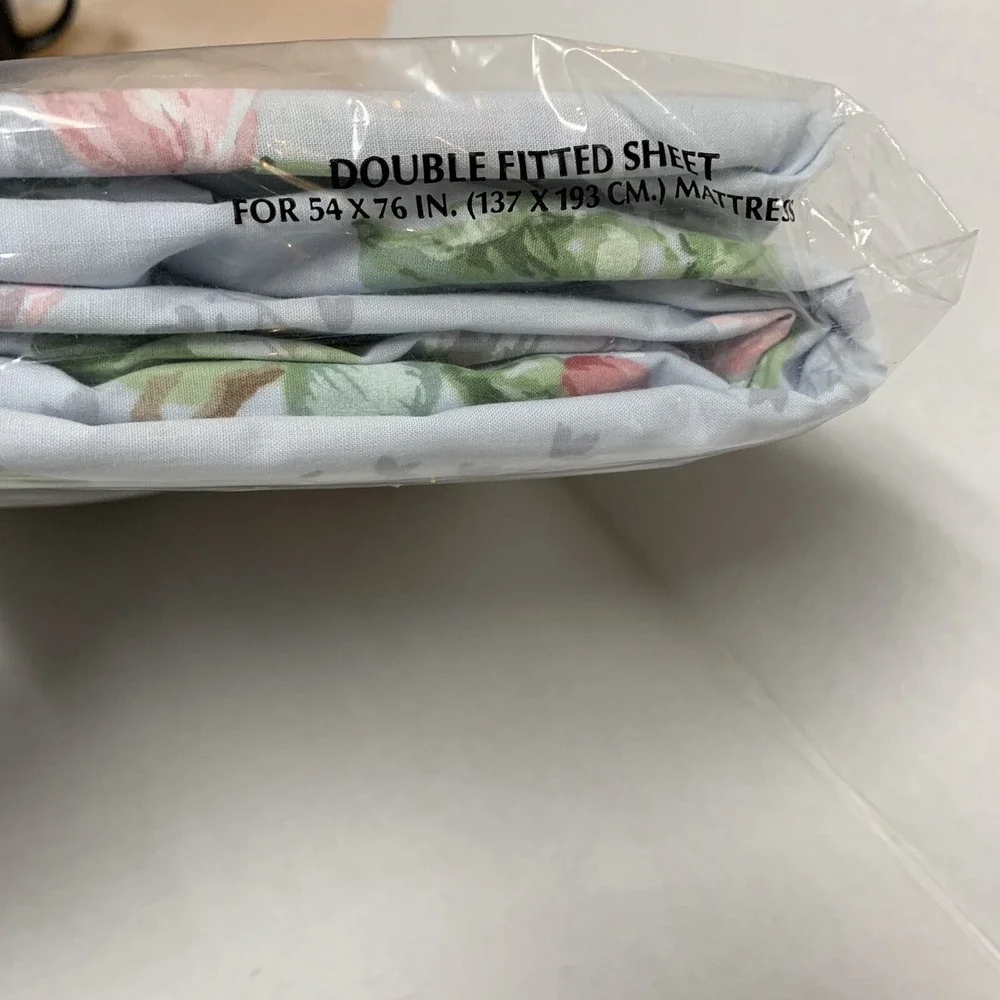 Vtg Springmaid No Iron Percale Double Fitted Sheet Pretty Foral Made USA NOS NEW